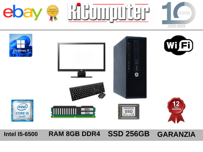 Postazione PC i5-6500 8GB RAM SSD Monitor 22 Mouse Tastiera Win11 Ricondizionato
