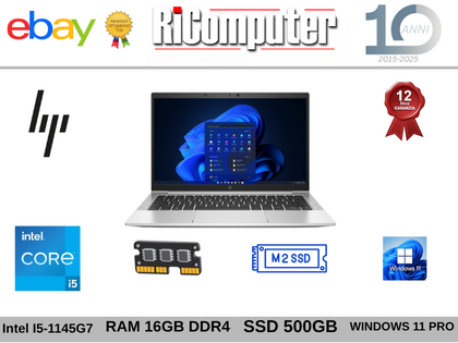 HP EliteBook 830 G8 i5-1145G7 16GB RAM 500GB SSD Windows 11 Pro - Ricondizionato