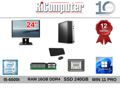 Postazione PC  i5-6500 RAM 16GB DDR4 SSD Monitor 24