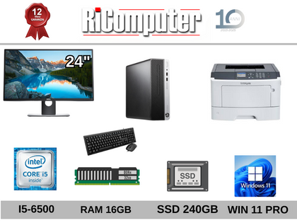 Postazione PC I5-6500 16GB SSD  + Monitor 24 + Stampante Lexmark RICONDIZIONATO