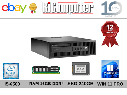 PC  Hp Prodesk  i5-6500 RAM 16GB DDR4 SSD 256GB  Win11 Ricondizionato