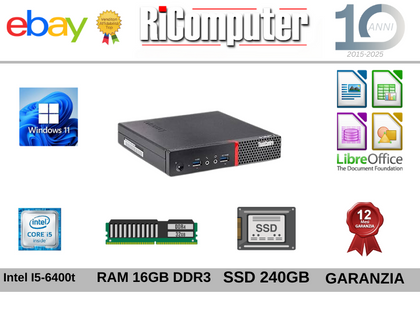 PC Desktop Intel i5 RAM 16GB SSD 240GB Win 11 Pro Ricondizionato