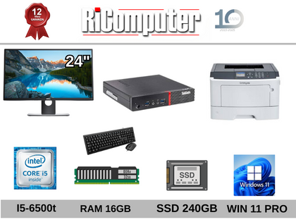 Postazione PC I5-6500t 16GB SSD  + Monitor 24 + Stampante Lexmark RICONDIZIONATO
