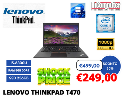 ULTRABOOK Lenovo ThinkPad T470 I5 8GB RAM SSD 256GB M2