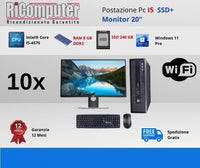 10 Postazioni PC I5-4570 Ram 8GB Ssd 240GB Monitor 20” Mouse e Tastiera.