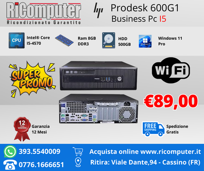 PC HP PRODESK 600G1 I5-4570 RAM 8GB HDD 500GB WIFI WIN 11