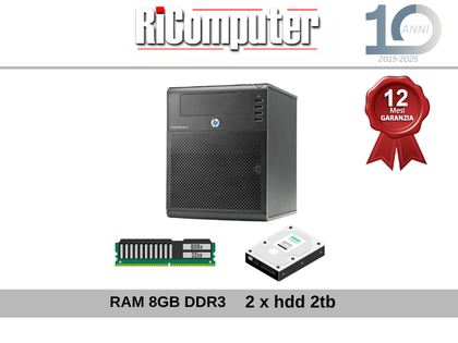 HP ProLiant MicroServer G7 N40L – 8GB RAM – 2x HDD da 2TB – Ricondizionato