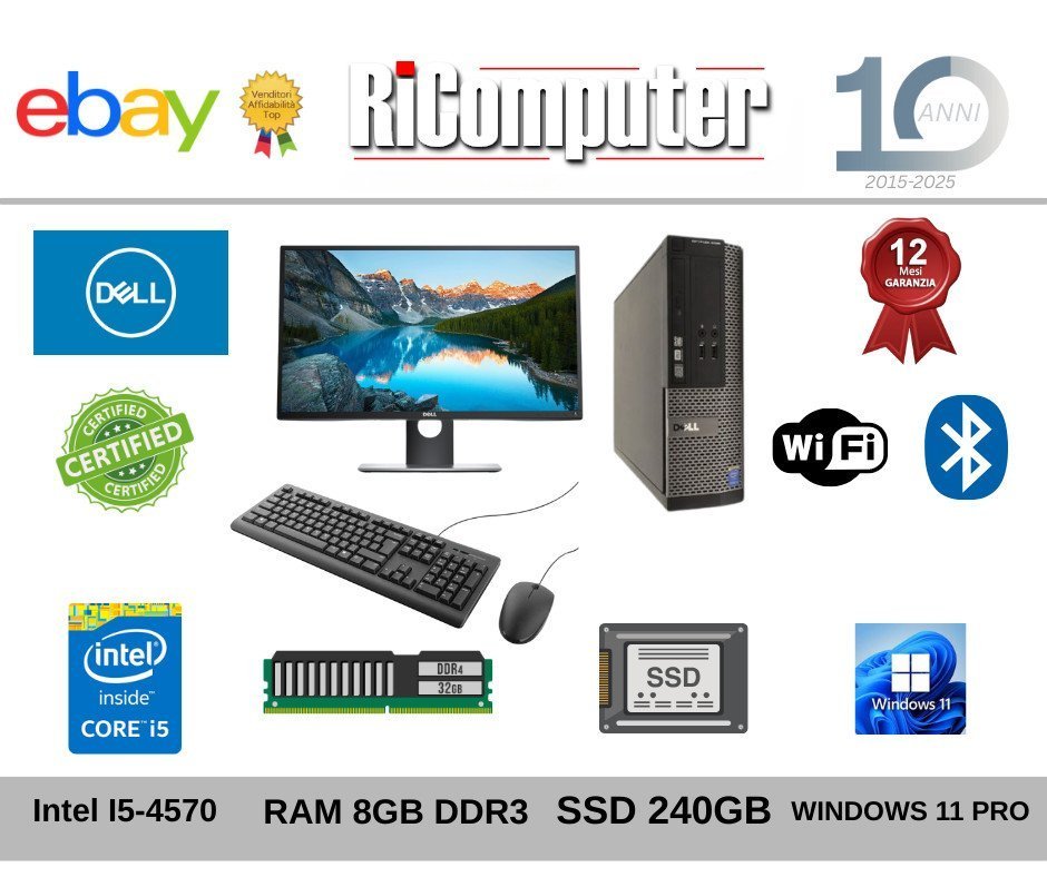 Postazione Dell Optiplex 3020 i5 8GB SSD 240GB Monitor 22-24" WiFi Kit Completo-<strong>Condizione:</strong> Buono - Ricondizionato - Ricomputer.it Postazione Dell Optiplex 3020 i5 8GB SSD 240GB Monitor 22-24" WiFi Kit Completo-Condizione: Buono - Ricondizionato