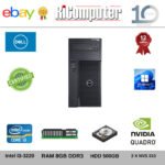 PC Desktop Dell T1650 4 Uscite Video i3 8GB HDD 500GB 2x Quadro NVS 310 Win 11