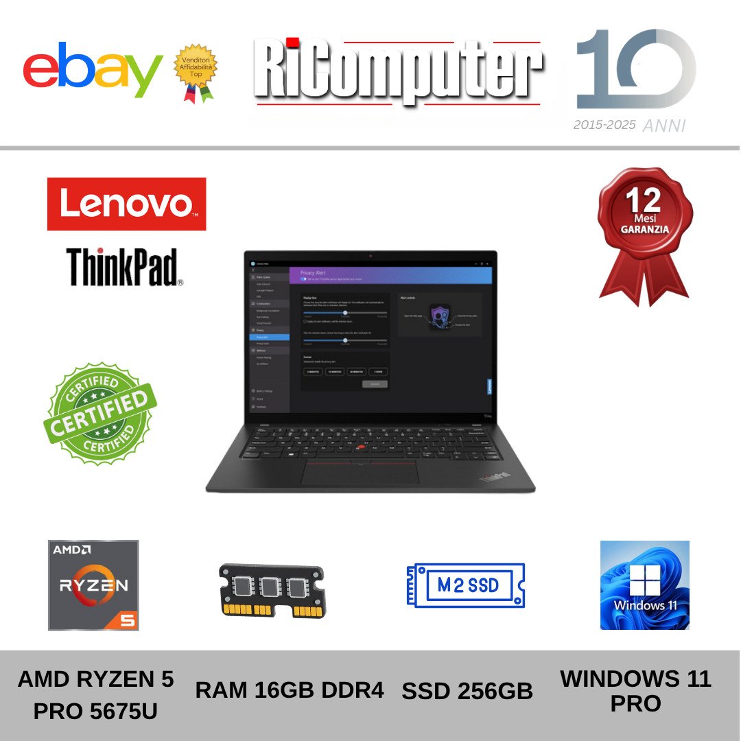 Lenovo ThinkPad L14 Gen 3 Ryzen 5 PRO 16GB SSD 256GB Win 11 - Ricomputer.it Lenovo ThinkPad L14 Gen 3 Ryzen 5 PRO 16GB SSD 256GB Win 11