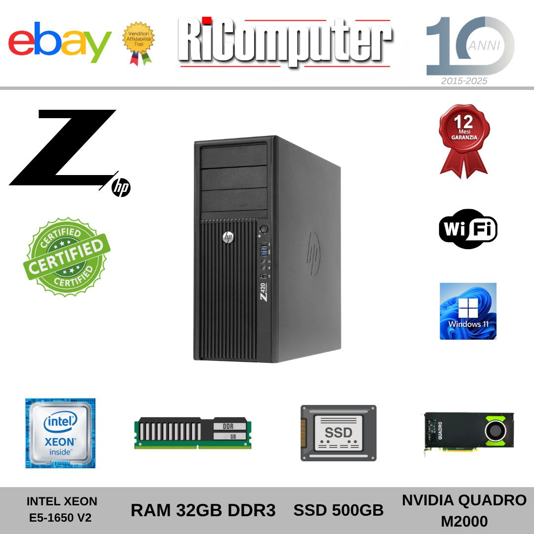 Workstation HP Z420 Intel Xeon 6-Core 32GB SSD 500GB Nvidia Quadro M2000 CAD 3D