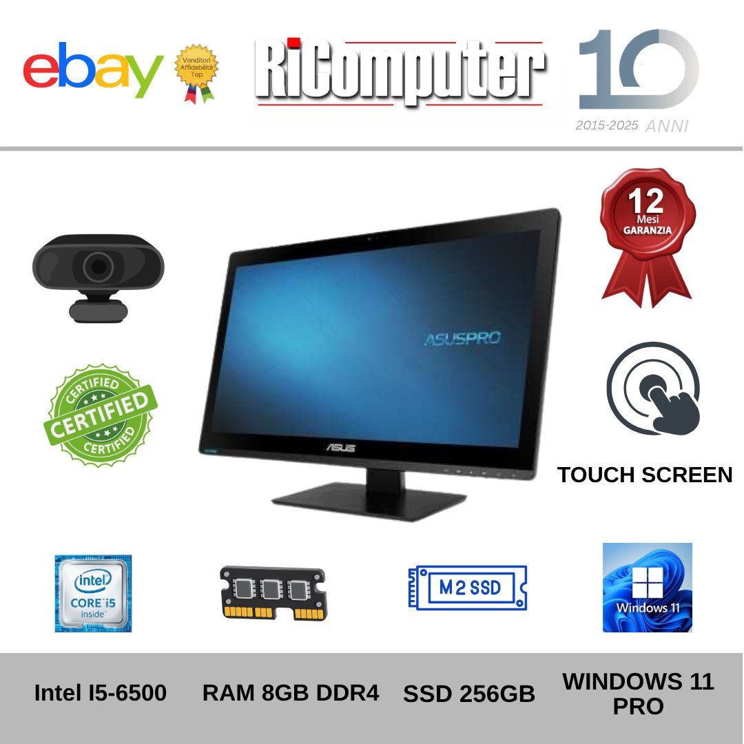Computer ASUS All-In-One A6421 Schermo Touch i5-6500 8GB SSD 256GB Windows 11