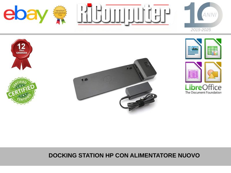 HP Docking Station UltraSlim D9Y32AA#ABB NUOVO con Alimentatore1782986624591 - Ricomputer.it HP Docking Station UltraSlim D9Y32AA#ABB NUOVO con Alimentatore