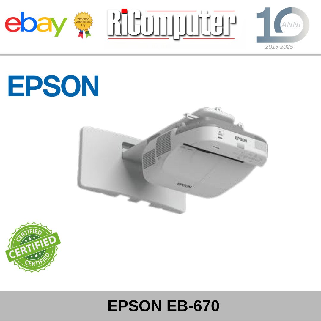 Videoproiettore Epson EB-670 Ottica Ultra Corta 3150 Lumen HDMI Scuole LIM