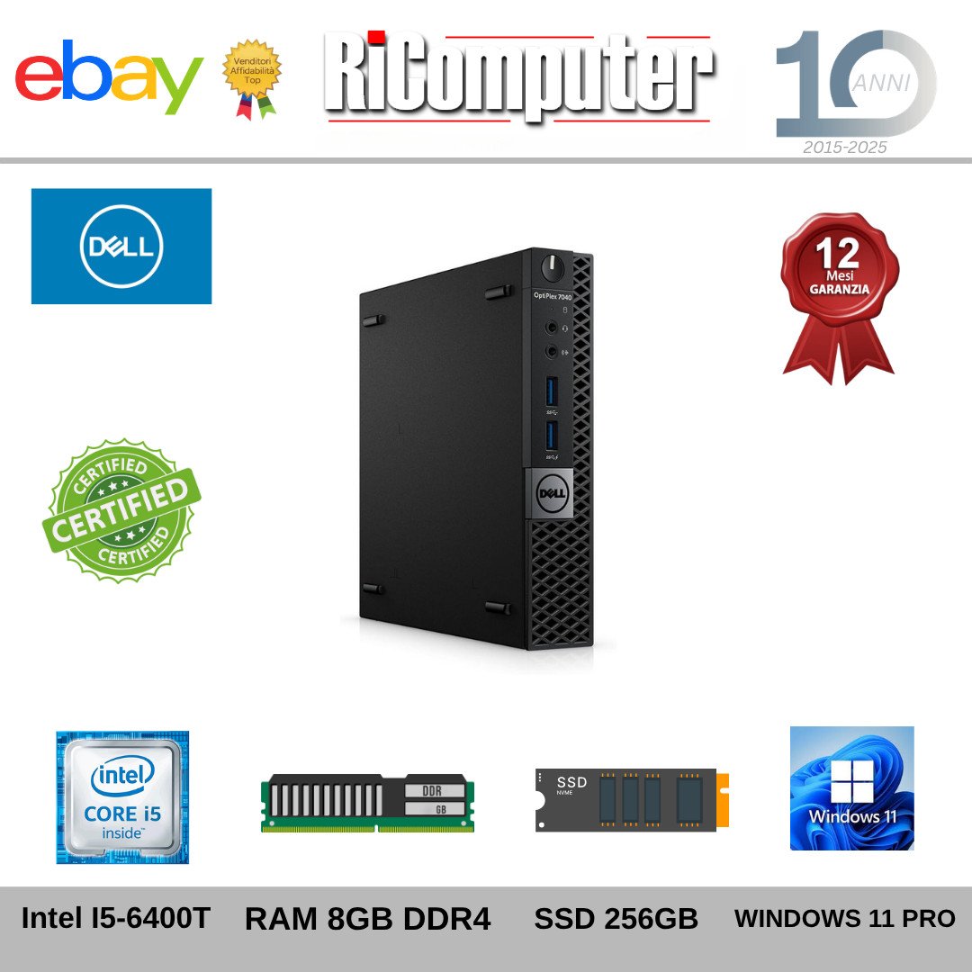 Mini PC Dell OptiPlex 7040m Micro i5-6400T 8GB SSD 256GB Windows 11 Pro