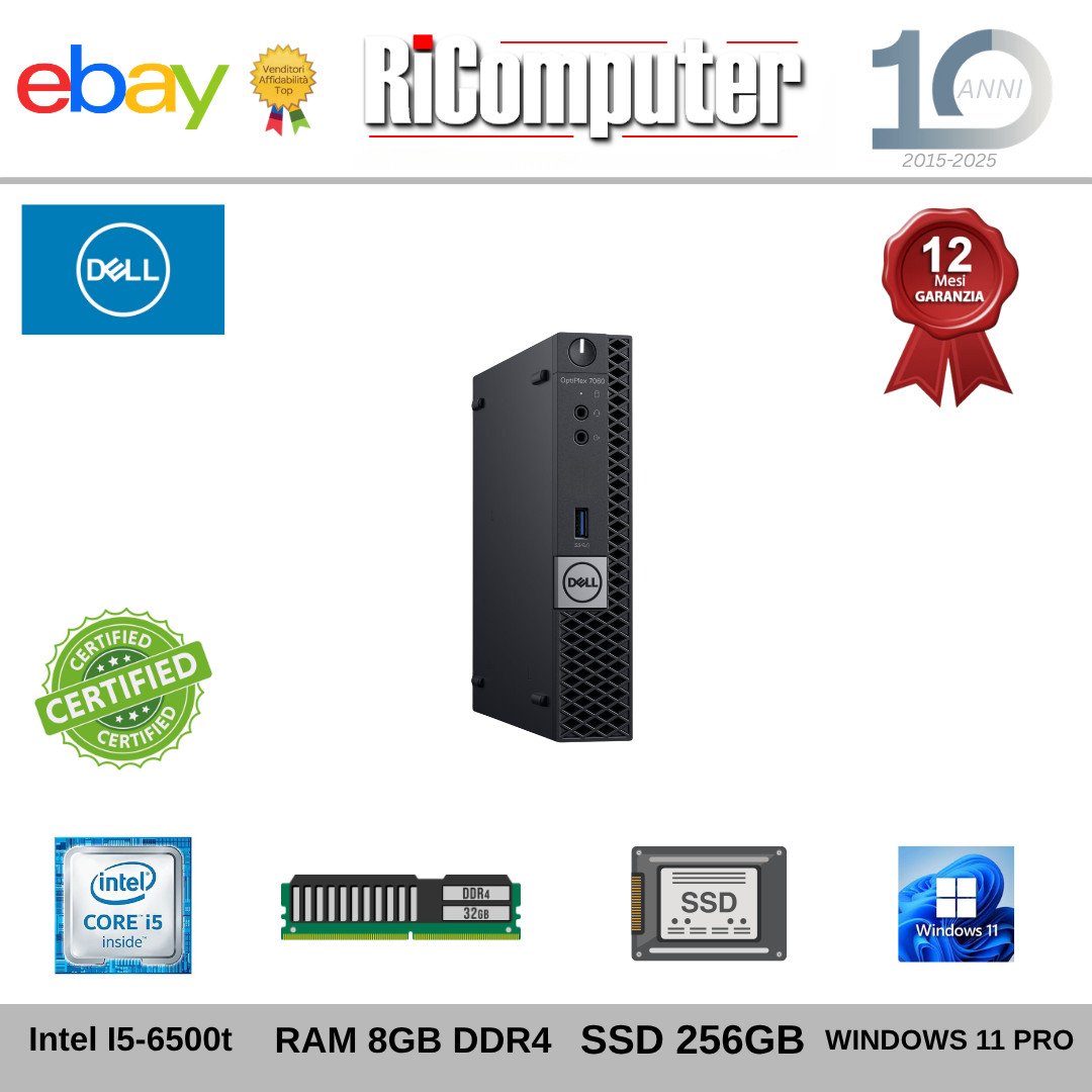 s-l1600-75jpg - Ricomputer.it Mini PC Dell OptiPlex 7050m Micro i5-6500T 8GB SSD 256GB Windows 11 Pro
