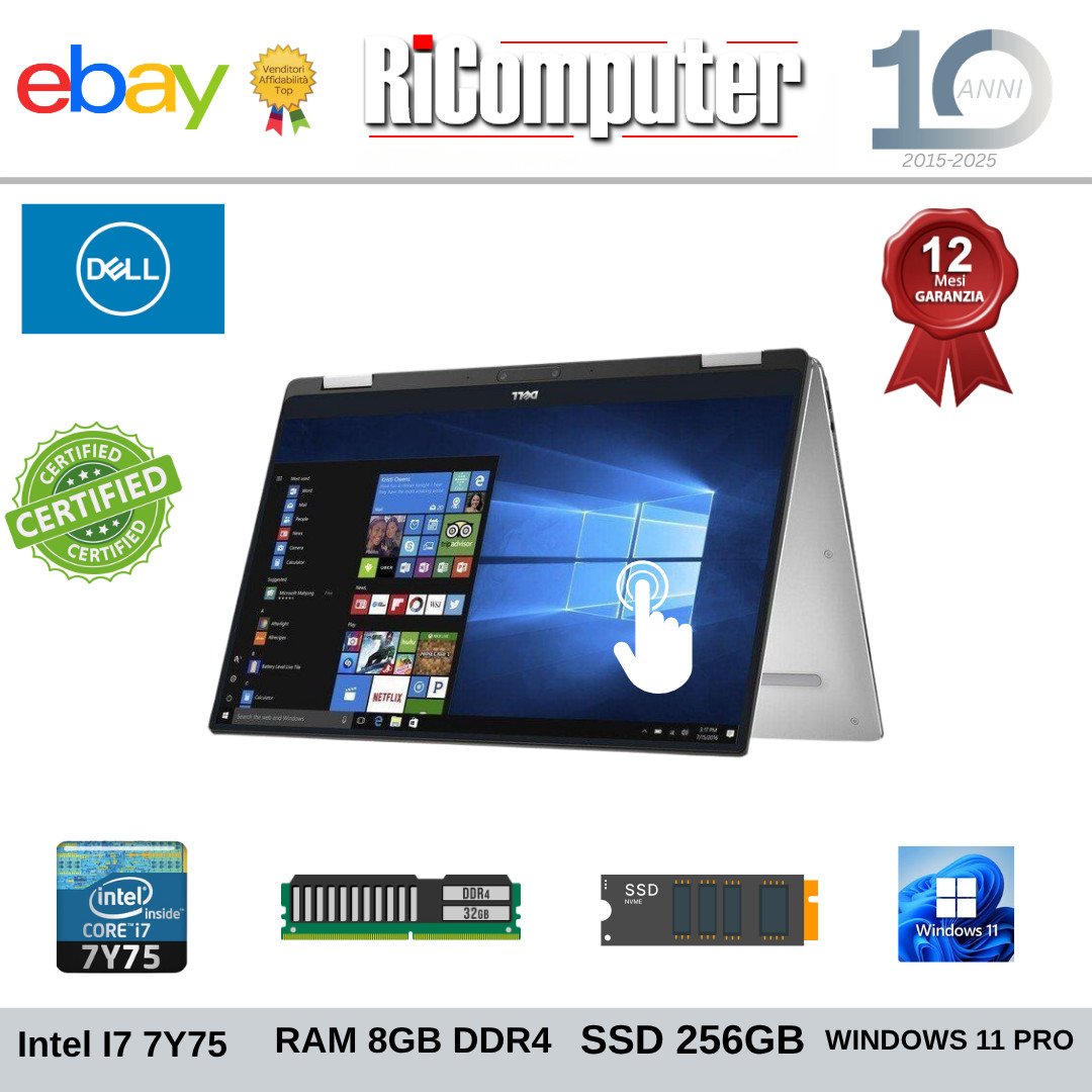 s-l1600-76jpg - Ricomputer.it Notebook Convertibile Dell XPS 13 9365 Intel i7 8GB SSD Batteria Nuova Touch