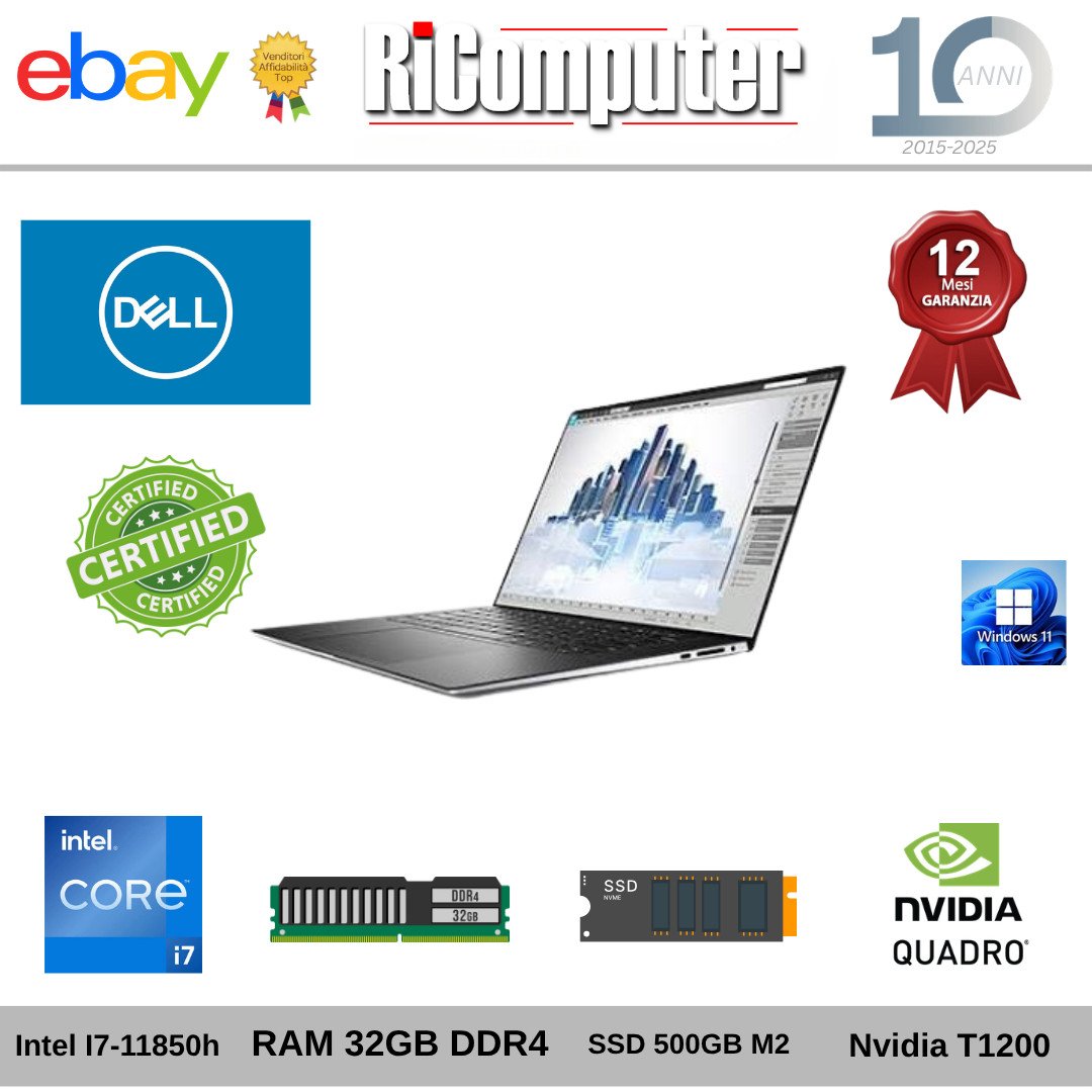 Workstation Dell Precision 5560 15.6" i7-11850H 32GB SSD Nvidia Quadro T1200 W11