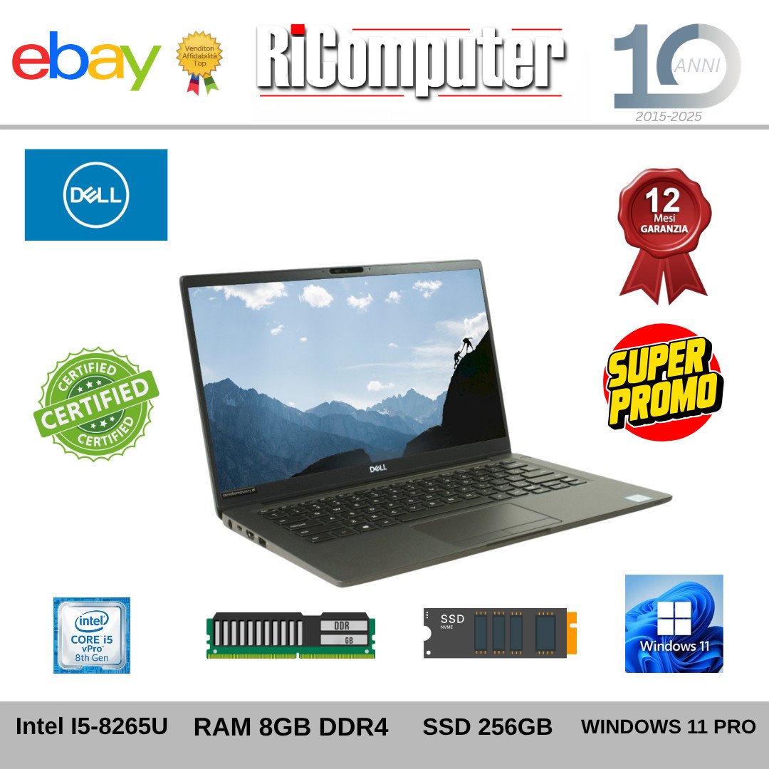 s-l1600-12jpg - Ricomputer.it Notebook Dell Latitude 7400 14" i5-8265U 8GB SSD 256 M.2 TASTIERA ITALIANA Win11