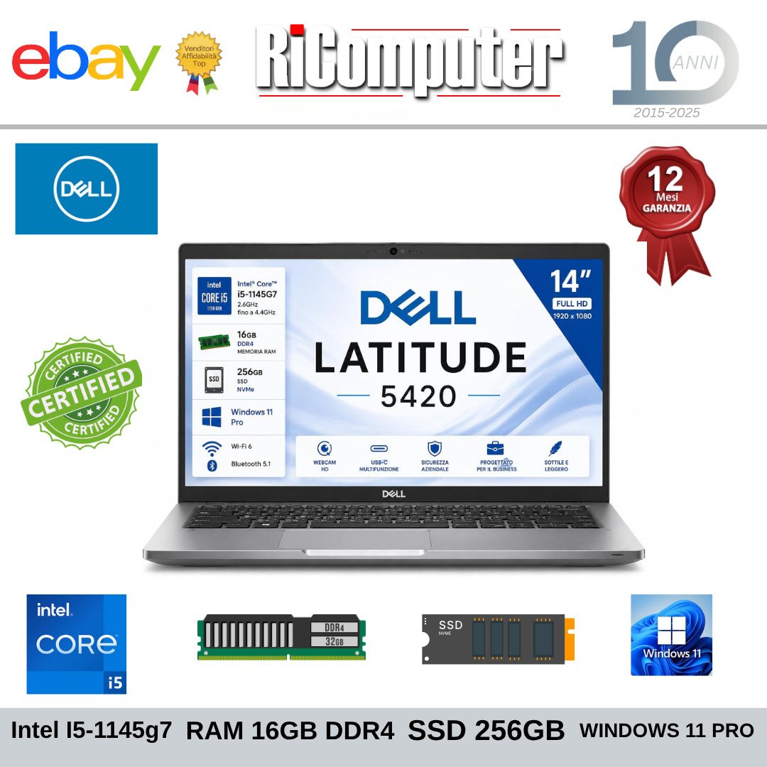 Notebook Dell Latitude 5420 14" i5-1145G7 16GB SSD 256GB m2 Win 11