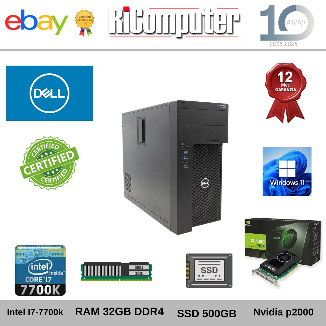 s-l1600jpg - Ricomputer.it Workstation Dell Precision 3620 Tower i7-7700K 32GB SSD 500GB Quadro P2000 W11