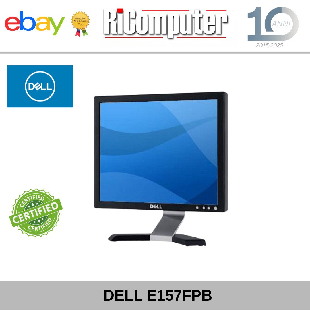 Monitor Dell E157FPb 15" LCD 4:3 Quadrato Ingresso VGA POS Server Retro PC Usato