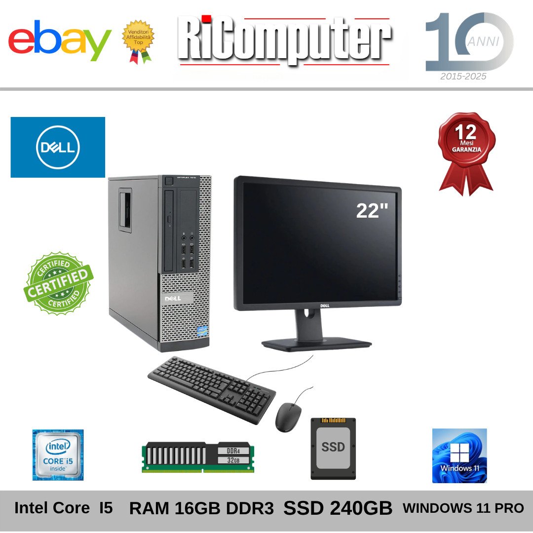 s-l1600-30jpg - Ricomputer.it Postazione PC Completa Intel i5 RAM DDR3 SSD 240GB Monitor 22" Tastiera Mouse