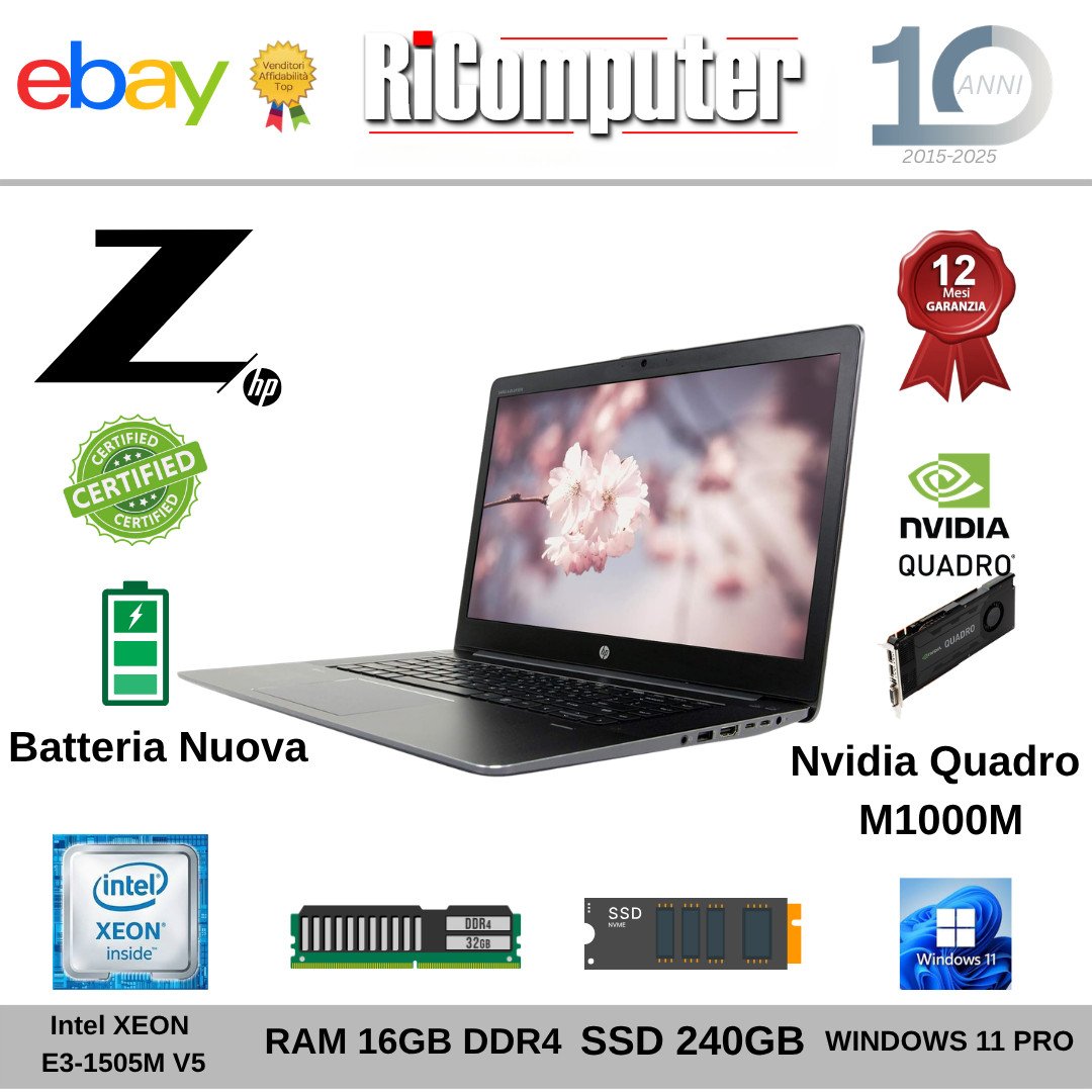 s-l1600-34jpg - Ricomputer.it HP ZBook 15 Studio G3 Xeon E3-1505M v5 16GB SSD M.2 256GB Quadro M1000M Win11