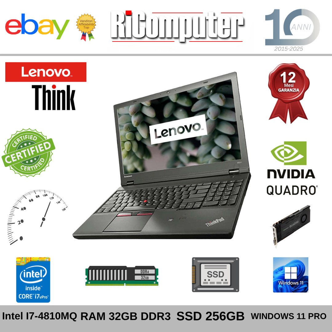s-l1600-35jpg - Ricomputer.it Lenovo ThinkPad W541 i7-4810MQ 32GB RAM SSD 256GB Nvidia Quadro Windows 11