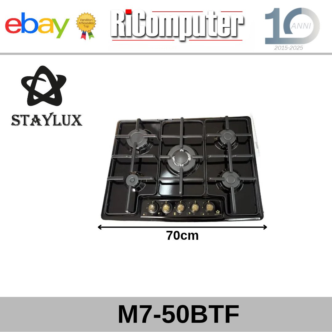Staylux M7-50BTF Piano Cottura 5 Fuochi Gas Nuovo Mai Usato Confezione Aperta