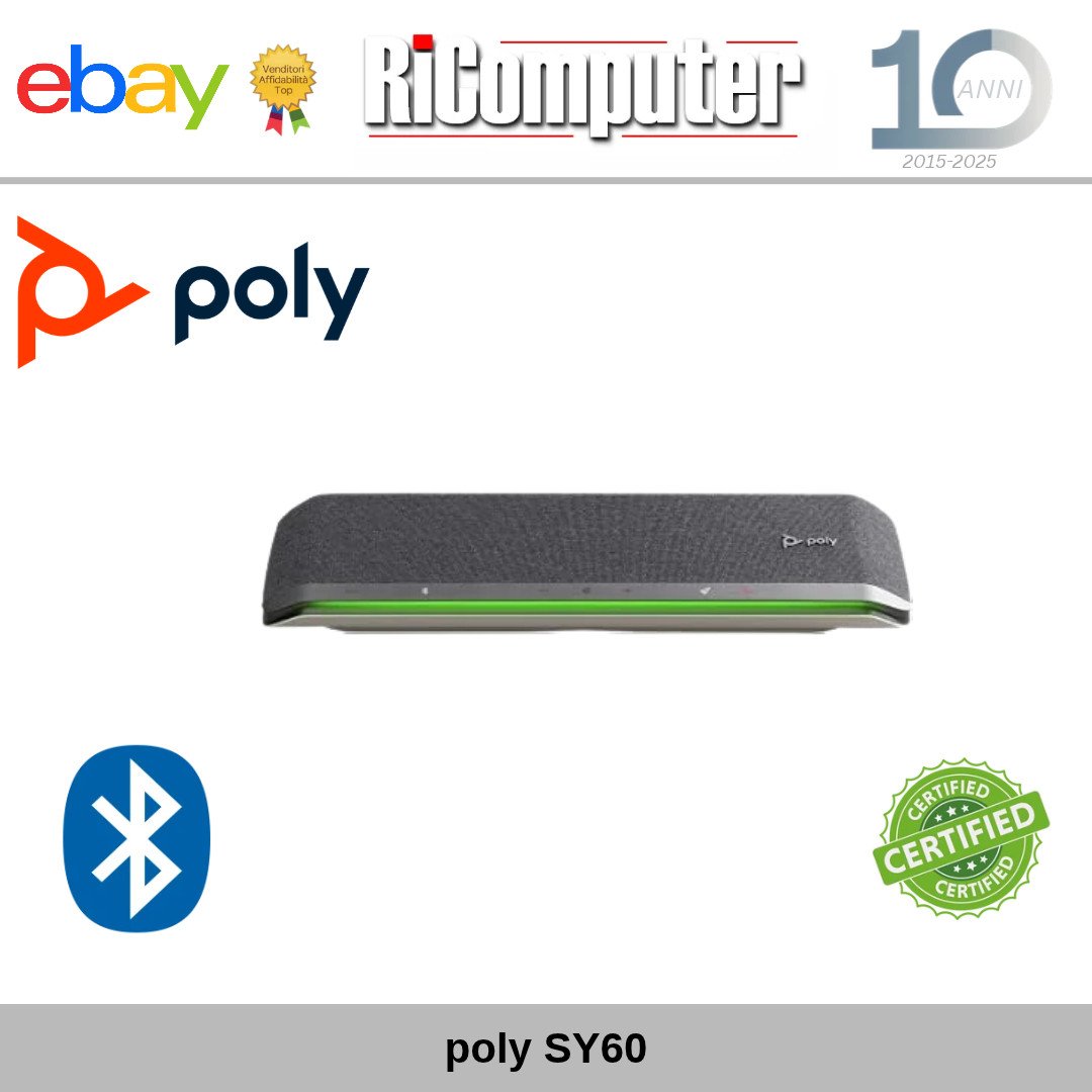 s-l1600-16jpg - Ricomputer.it Poly Sync 60 SY60 Speakerphone USB-A USB-C Bluetooth Vivavoce Conferenza