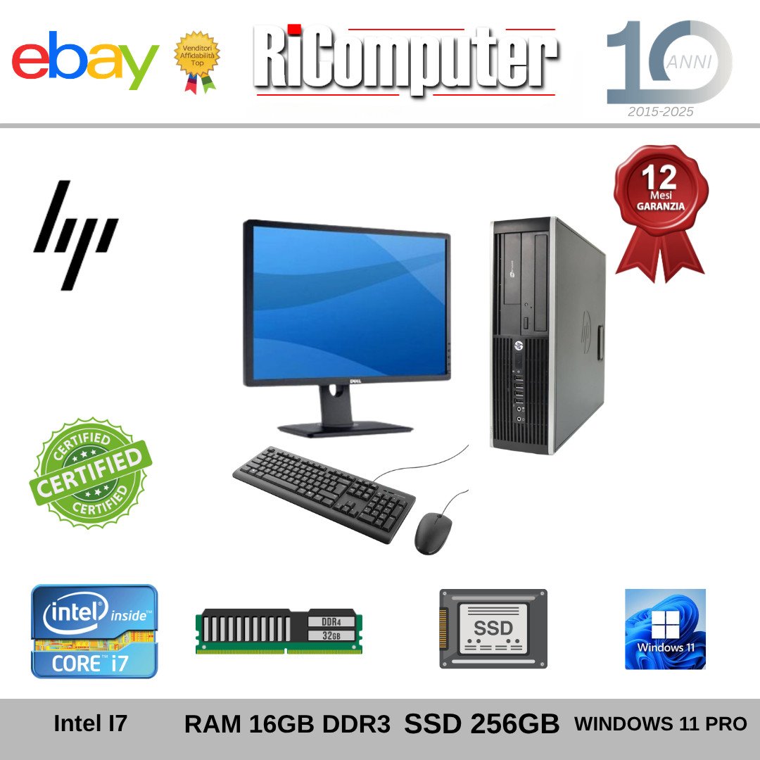 s-l1600-20jpg - Ricomputer.it PC HP Core i7 16GB SSD 256GB Win 11 Pro + Monitor 22" Mouse Tastiera USB
